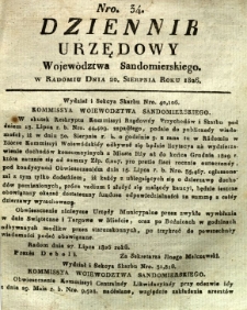 Dziennik Urzędowy Województwa Sandomierskiego, 1826, nr 34