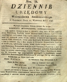 Dziennik Urzędowy Województwa Sandomierskiego, 1826, nr 38