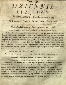 Dziennik Urzędowy Województwa Sandomierskiego, 1826, nr 40