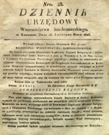 Dziennik Urzędowy Województwa Sandomierskiego, 1826, nr 48