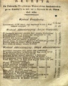 Regestr do Dziennika Urzędowego Województwa Sandomierskiego za kwartał I 1826 r.