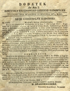 Dziennik Urzędowy Gubernii Radomskiej, 1851, nr 2, dod. I