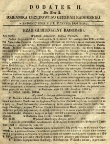 Dziennik Urzędowy Gubernii Radomskiej, 1851, nr 3, dod. II