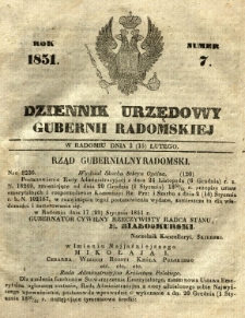 Dziennik Urzędowy Gubernii Radomskiej, 1851, nr 7