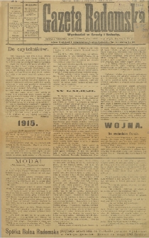 Gazeta Radomska, 1915, R. 30, nr 1