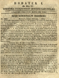 Dziennik Urzędowy Gubernii Radomskiej, 1851, nr 11, dod. I