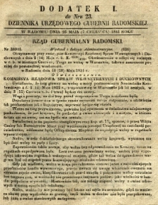 Dziennik Urzędowy Gubernii Radomskiej, 1851, nr 23, dod. I