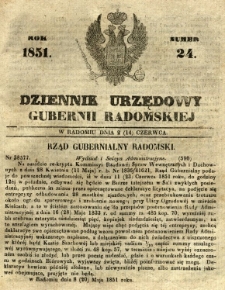 Dziennik Urzędowy Gubernii Radomskiej, 1851, nr 24