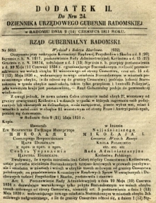 Dziennik Urzędowy Gubernii Radomskiej, 1851, nr 24, dod. II