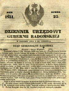 Dziennik Urzędowy Gubernii Radomskiej, 1851, nr 25