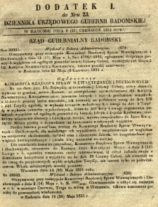 Dziennik Urzędowy Gubernii Radomskiej, 1851, nr 25, dod. I