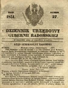 Dziennik Urzędowy Gubernii Radomskiej, 1851, nr 27