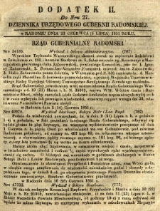 Dziennik Urzędowy Gubernii Radomskiej, 1851, nr 27, dod. II