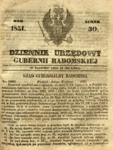 Dziennik Urzędowy Gubernii Radomskiej, 1851, nr 30
