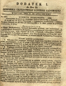 Dziennik Urzędowy Gubernii Radomskiej, 1851, nr 30, dod. I