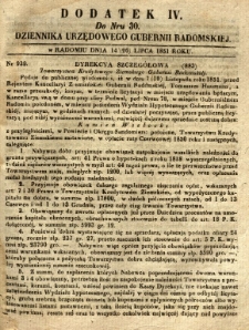 Dziennik Urzędowy Gubernii Radomskiej, 1851, nr 30, dod. IV