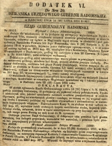 Dziennik Urzędowy Gubernii Radomskiej, 1851, nr 30, dod. VI