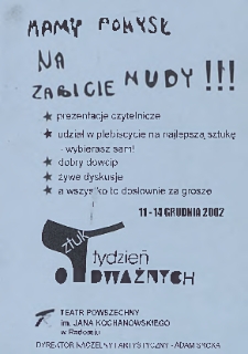 Tydzien sztuk odważnych / Teatr Powszechny im. Jana Kochanowskiego w Radomiu