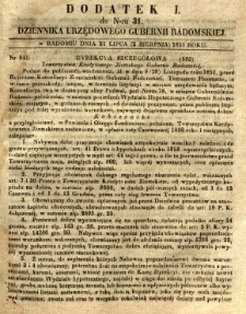 Dziennik Urzędowy Gubernii Radomskiej, 1851, nr 31, dod.I