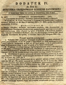 Dziennik Urzędowy Gubernii Radomskiej, 1851, nr 31, dod.IV