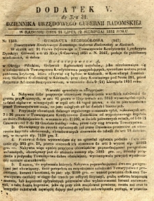 Dziennik Urzędowy Gubernii Radomskiej, 1851, nr 31, dod.V