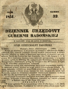 Dziennik Urzędowy Gubernii Radomskiej, 1851, nr 32