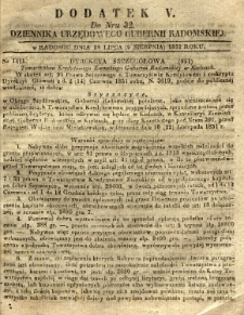 Dziennik Urzędowy Gubernii Radomskiej, 1851, nr 32, dod.V