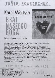 [Ulotka „Brat naszego Boga” ] / Teatr Powszechny im. Jana Kochanowskiego w Radomiu