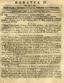 Dziennik Urzędowy Gubernii Radomskiej, 1851, nr 33, dod.IV