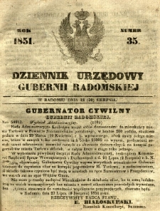 Dziennik Urzędowy Gubernii Radomskiej, 1851, nr 35
