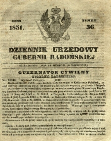 Dziennik Urzędowy Gubernii Radomskiej, 1851, nr 36