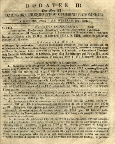 Dziennik Urzędowy Gubernii Radomskiej, 1851, nr 37, dod. III
