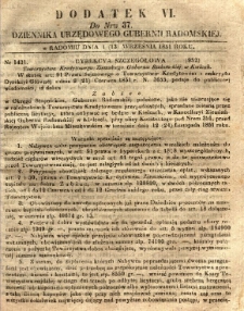 Dziennik Urzędowy Gubernii Radomskiej, 1851, nr 37, dod. VI