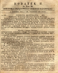 Dziennik Urzędowy Gubernii Radomskiej, 1851, nr 38, dod. II