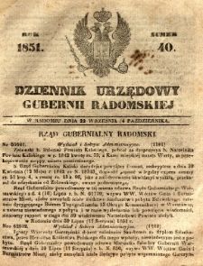 Dziennik Urzędowy Gubernii Radomskiej, 1851, nr 40