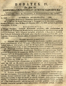 Dziennik Urzędowy Gubernii Radomskiej, 1851, nr 40, dod. IV