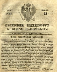 Dziennik Urzędowy Gubernii Radomskiej, 1851, nr 42