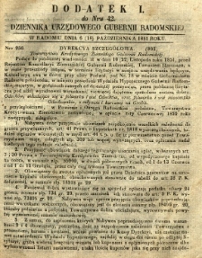 Dziennik Urzędowy Gubernii Radomskiej, 1851, nr 42, dod. I
