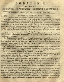Dziennik Urzędowy Gubernii Radomskiej, 1851, nr 42, dod. II