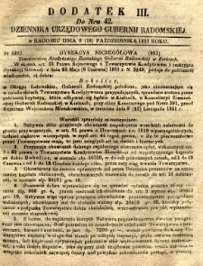 Dziennik Urzędowy Gubernii Radomskiej, 1851, nr 42, dod. III