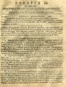Dziennik Urzędowy Gubernii Radomskiej, 1851, nr 43, dod. III