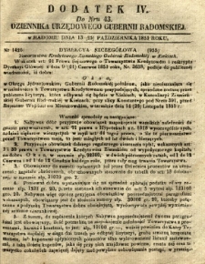 Dziennik Urzędowy Gubernii Radomskiej, 1851, nr 43, dod. IV