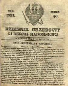 Dziennik Urzędowy Gubernii Radomskiej, 1851, nr 46