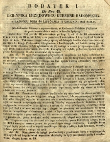 Dziennik Urzędowy Gubernii Radomskiej, 1851, nr 49, dod. I