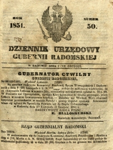 Dziennik Urzędowy Gubernii Radomskiej, 1851, nr 50
