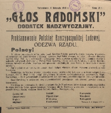 Głos Radomski, 1918, R. 3, dod. nadzwyczajny