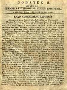 Dziennik Urzędowy Gubernii Radomskiej, 1851, nr 51, dod. II