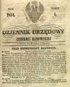 Dziennik Urzędowy Gubernii Radomskiej, 1854, nr 1