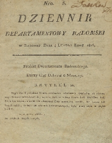 Dziennik Departamentowy Radomski, 1816, nr 5