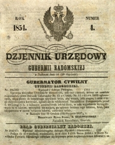 Dziennik Urzędowy Gubernii Radomskiej, 1854, nr 4